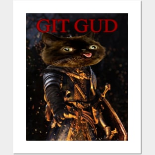 Dark Souls Meme Shirt With Cat To Make You Laugh To Git Gud Meme with Funny Cat For Him or Her To Laugh About Memes With Cute Cat Emoji Posters and Art